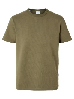 miesten t-paita, SANDER SEERSUCKER SS O-NECK Armeijanvihreä><noscript><img width=