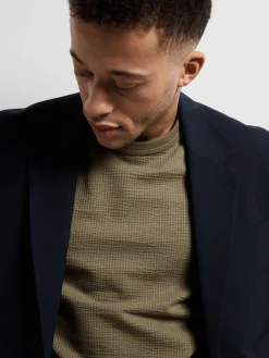 miesten t-paita, SANDER SEERSUCKER SS O-NECK Armeijanvihreä><noscript><img width=