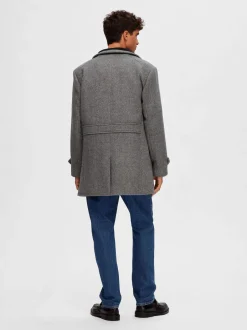 Miesten Villakangastakki, REUBEN WOOL COAT NOS Vaaleanharmaa><noscript><img width=