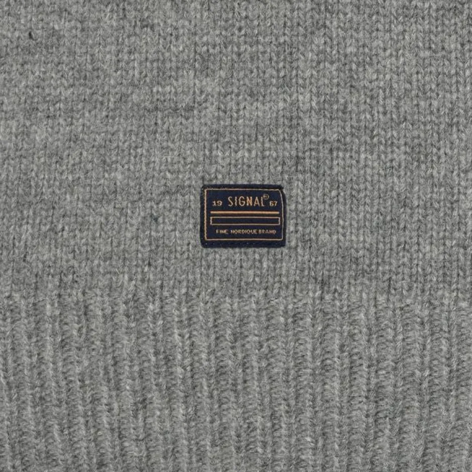 miesten neulepusero KosmusSI wool crewneck, vaaleanharmaa>Signal Sale