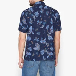 miesten pikeepaita, TRAMP PRINT COTTON LINEN>Signal New