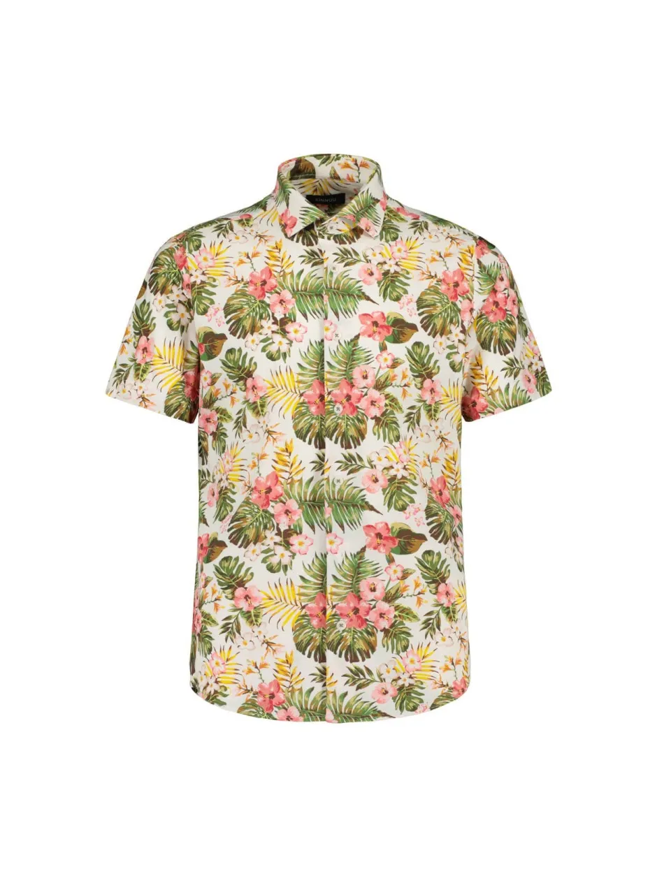 Miesten Kauluspaita, Technical Performance Shirt SS California, Vihreä Monivärinenkuosi>Sinnuu