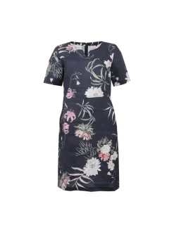 naisten mekko, CARENNA PRINT LINEN DRESS 100CM>S.T.I Hot