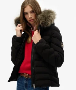 naisten takki Fuji Faux Fur Hood Padded Jkt,><noscript><img width=
