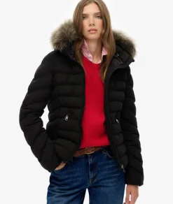 naisten takki Fuji Faux Fur Hood Padded Jkt,><noscript><img width=