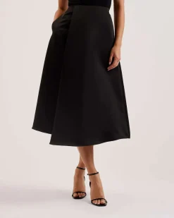 Naisten Hame, ERVA ASYMMETRIC SATIN WRAP MIDI SKIRT>Ted Baker Online