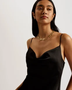 Naisten Mekko, TUNCA Satin Cowl Neck Evening Midi Dress><noscript><img width=