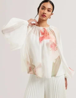 naisten pusero, ERIANA Organza Puff Sleeve Blouse>Ted Baker Discount