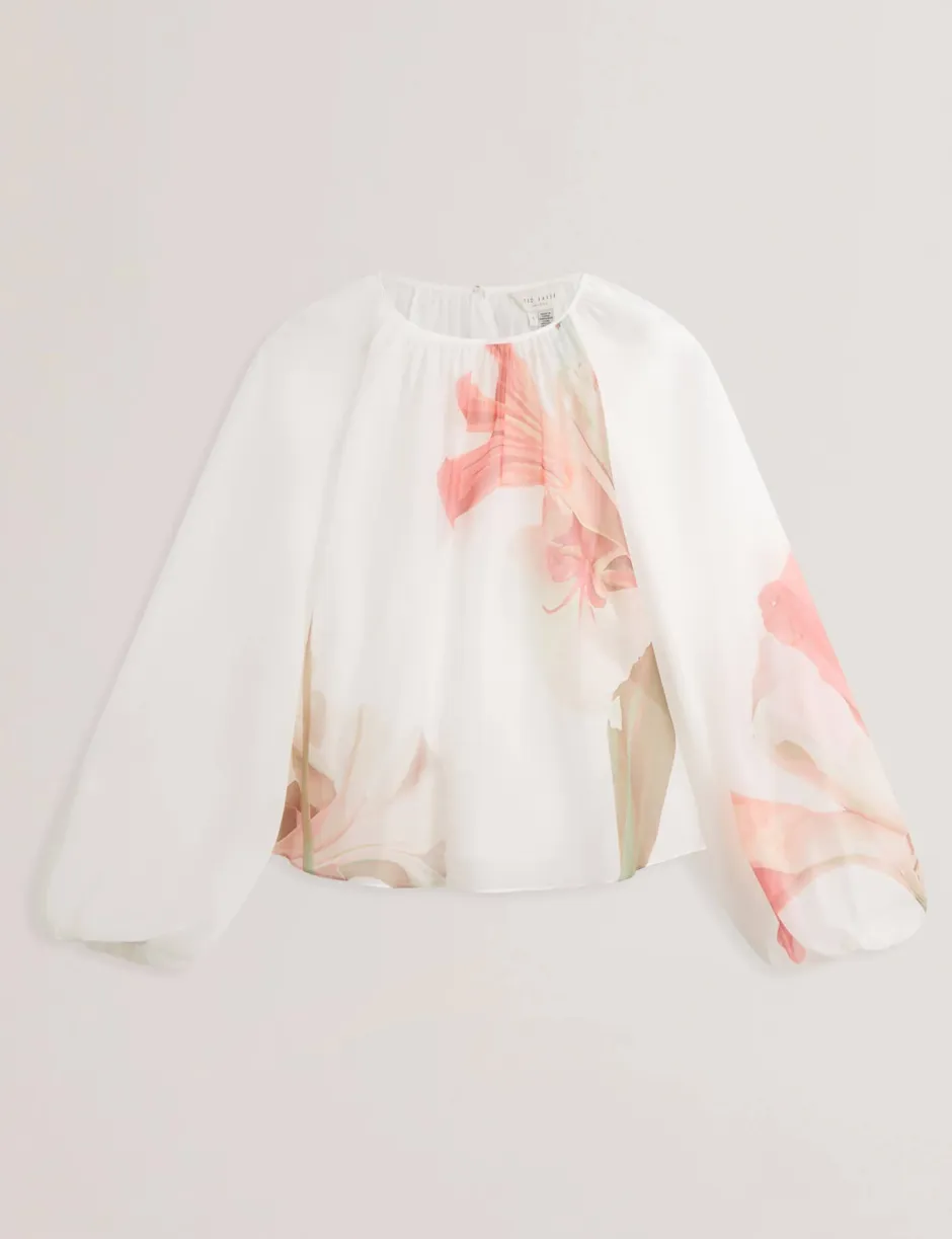 naisten pusero, ERIANA Organza Puff Sleeve Blouse>Ted Baker Discount
