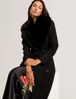 naisten takki MUSEA FAUX FUR BELTED LONG COAT,><noscript><img width=