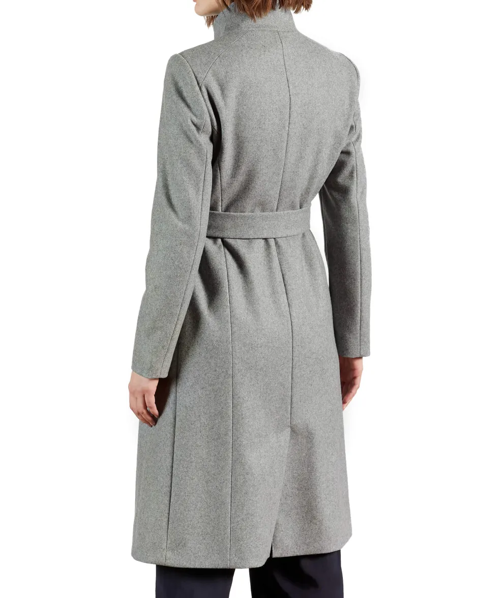 Naisten Villakangastakki, Rose Midi Wool Wrap Coat Vaaleanharmaa>Ted Baker Hot