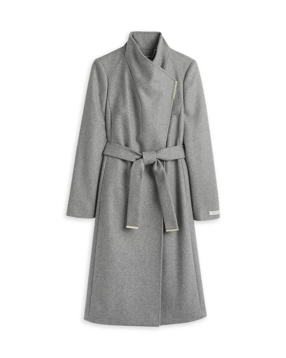 Naisten Villakangastakki, Rose Midi Wool Wrap Coat Vaaleanharmaa>Ted Baker Hot