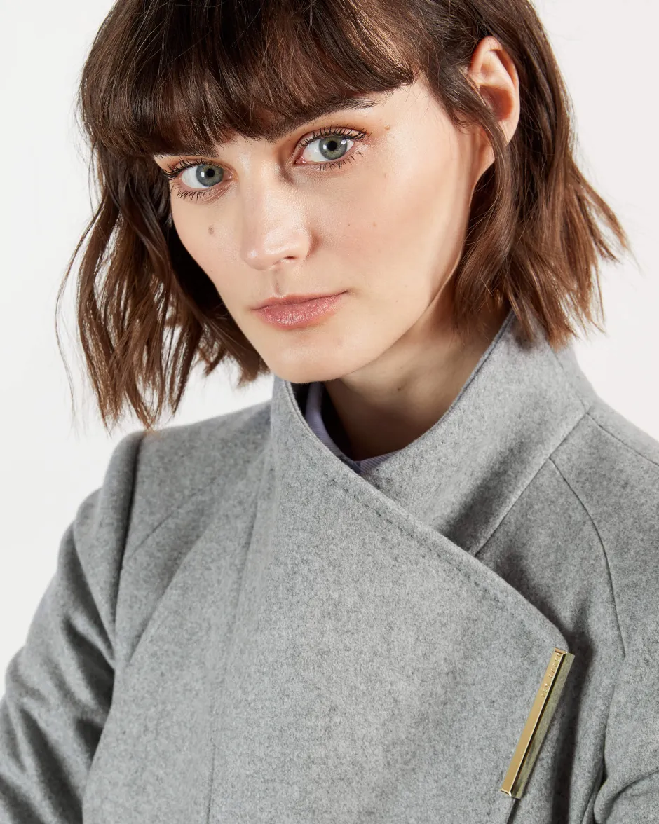 Naisten Villakangastakki, Rose Midi Wool Wrap Coat Vaaleanharmaa>Ted Baker Hot