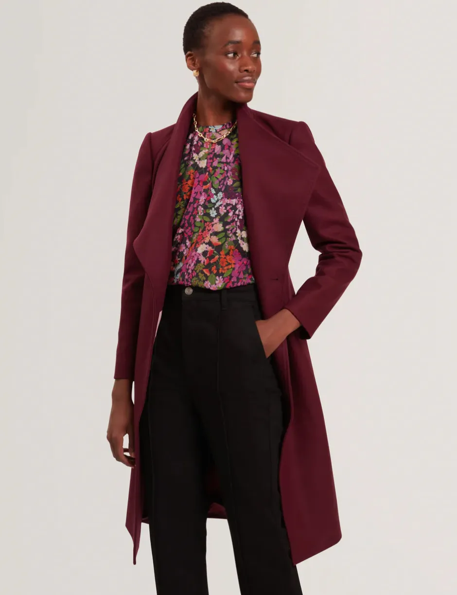 Rose Mid Length Belted Wool Wrap Coat,>Ted Baker Sale