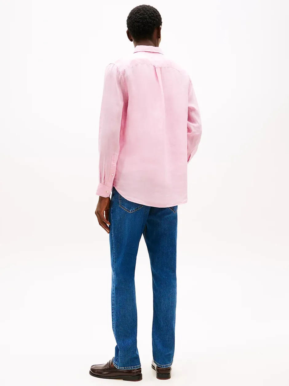 miesten kauluspaita, PIGEMENT DYED LINEN SOLID>Tommy Hilfiger Online