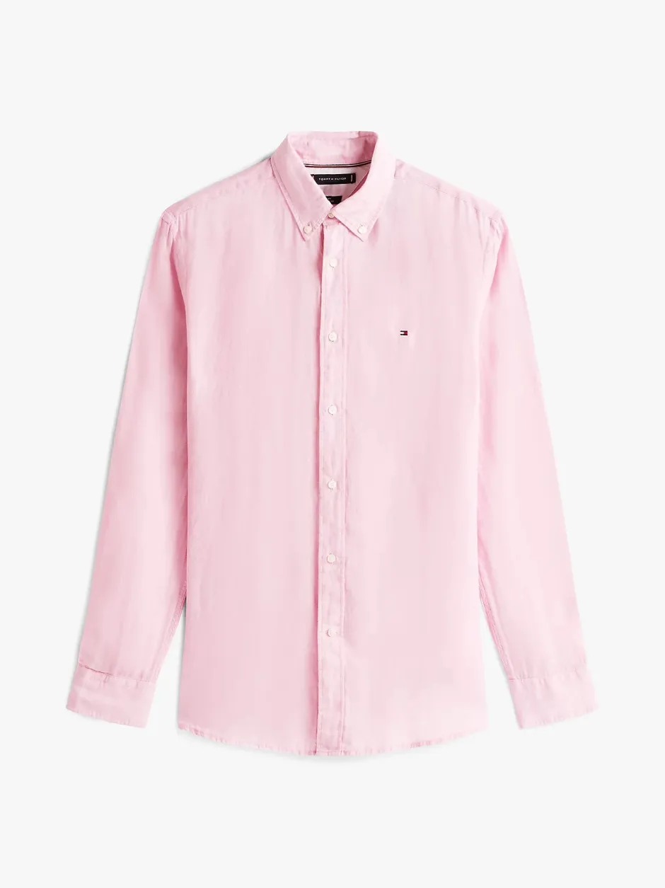 miesten kauluspaita, PIGEMENT DYED LINEN SOLID>Tommy Hilfiger Online