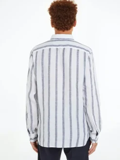 Miesten Kauluspaita, LINEN TRIPLE STRIPE SHIRT>Tommy Hilfiger Discount