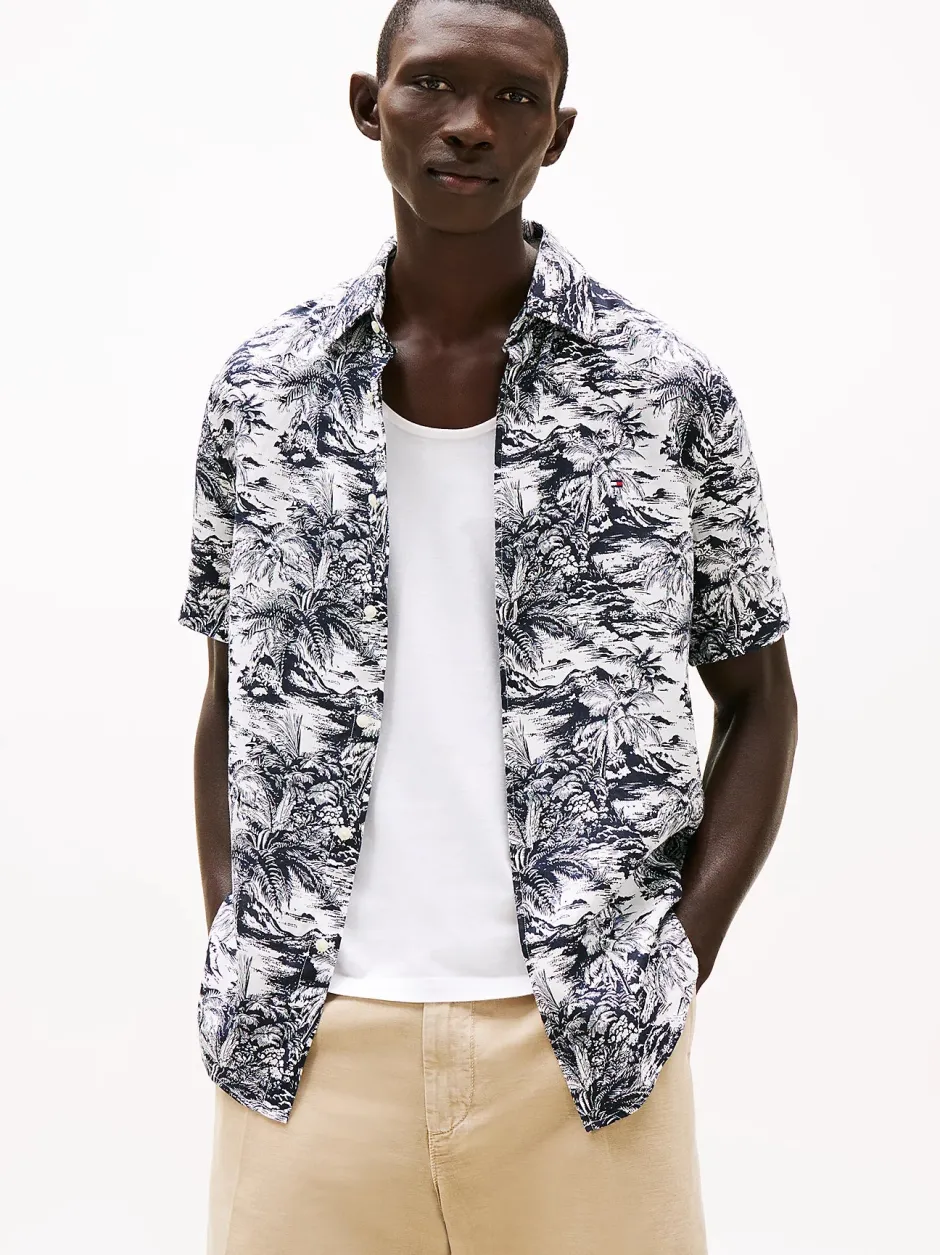 miesten lyhythihainen kauluspaita, LINEN VACATION PRT>Tommy Hilfiger Best