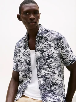 miesten lyhythihainen kauluspaita, LINEN VACATION PRT><noscript><img width=