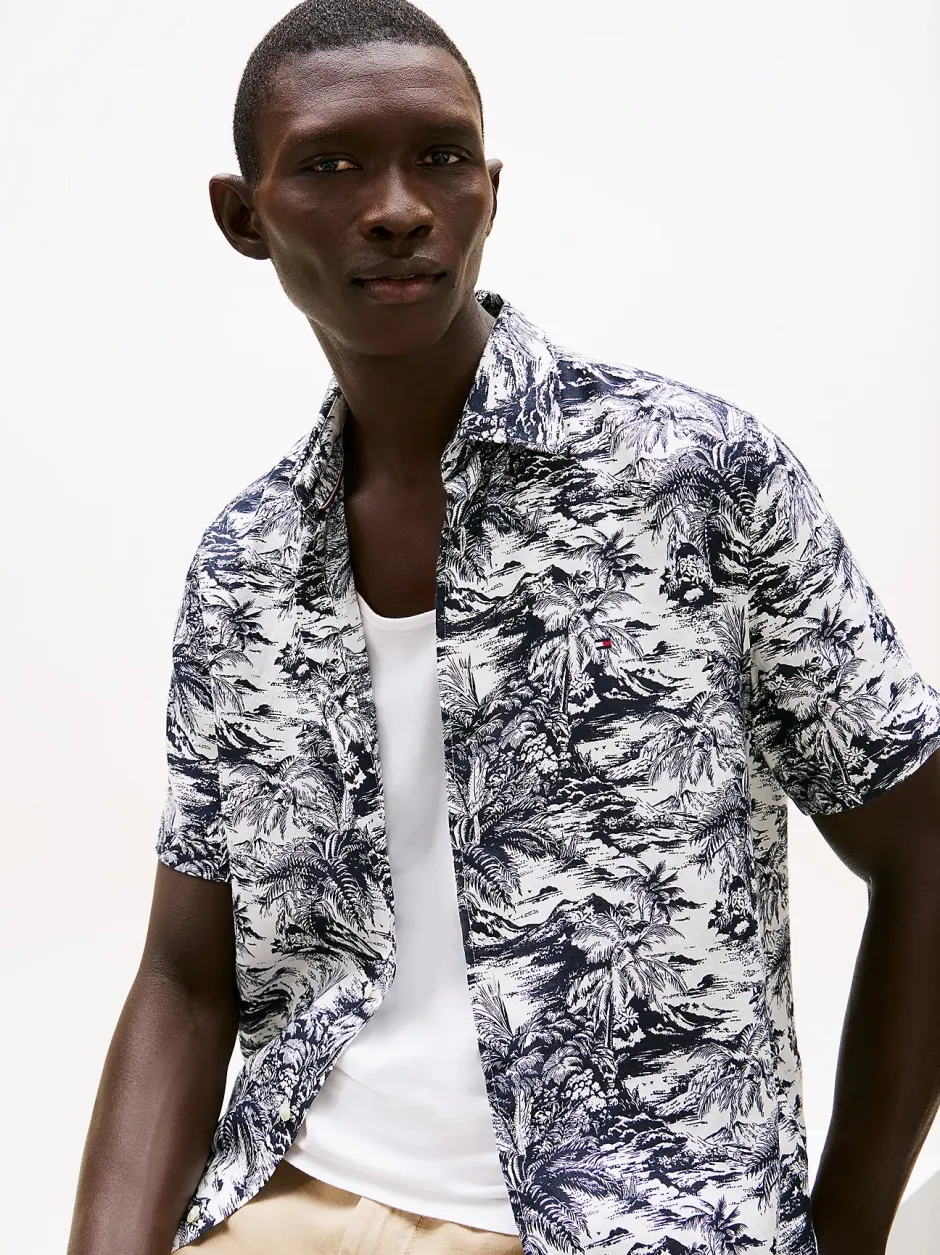 miesten lyhythihainen kauluspaita, LINEN VACATION PRT>Tommy Hilfiger Best