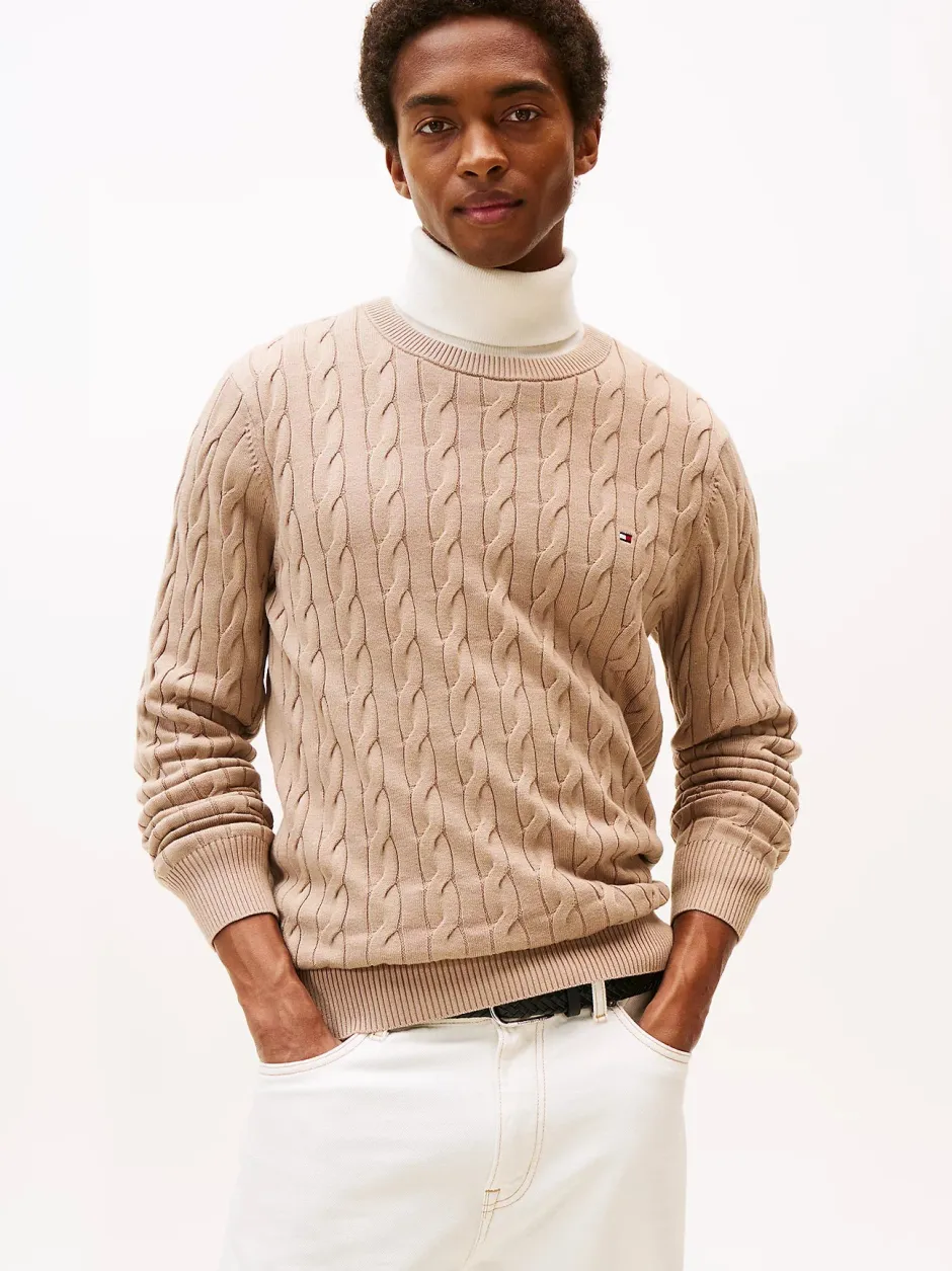 miesten neulepaita Classic Cotton Cable Crew Neck,>Tommy Hilfiger Clearance