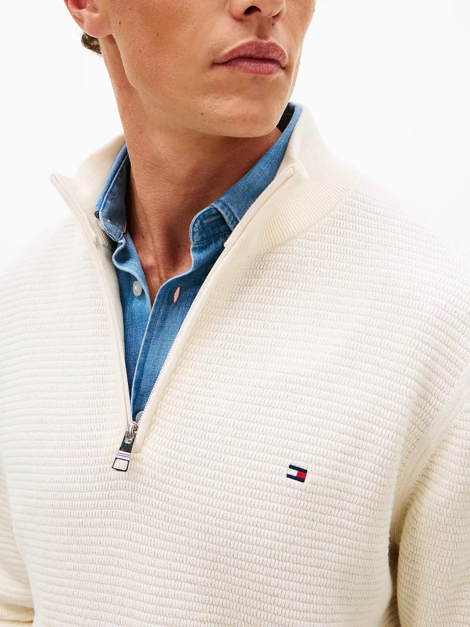 miesten neulepusero Seasonal Structure Zip Mock,>Tommy Hilfiger Sale