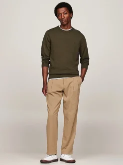 Miesten Neule, PIMA ORG CTN CASHMERECREW NECK Armeijanvihreä>Tommy Hilfiger Hot