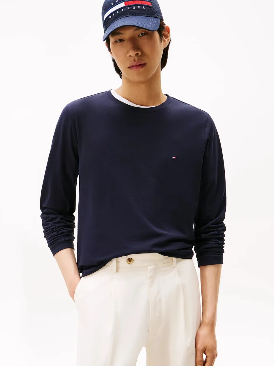 miesten paita, STRECH SLIM FIT LONG SLEEVE TEE>Tommy Hilfiger Outlet
