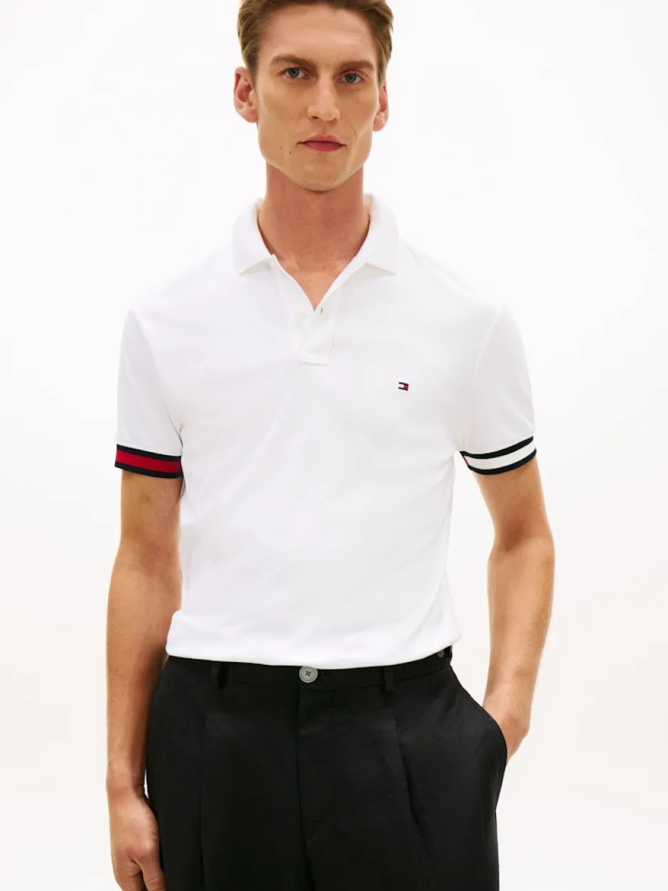 miesten pikeepaita RWB Cuff Liquid Cottom Slim Polo,>Tommy Hilfiger Clearance