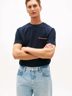 miesten t-paita Global Stripe Pique Pocket Tee,>Tommy Hilfiger Online