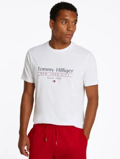 miesten t-paita, HILFIGER CENTER STACK LOGO TEE>Tommy Hilfiger Discount