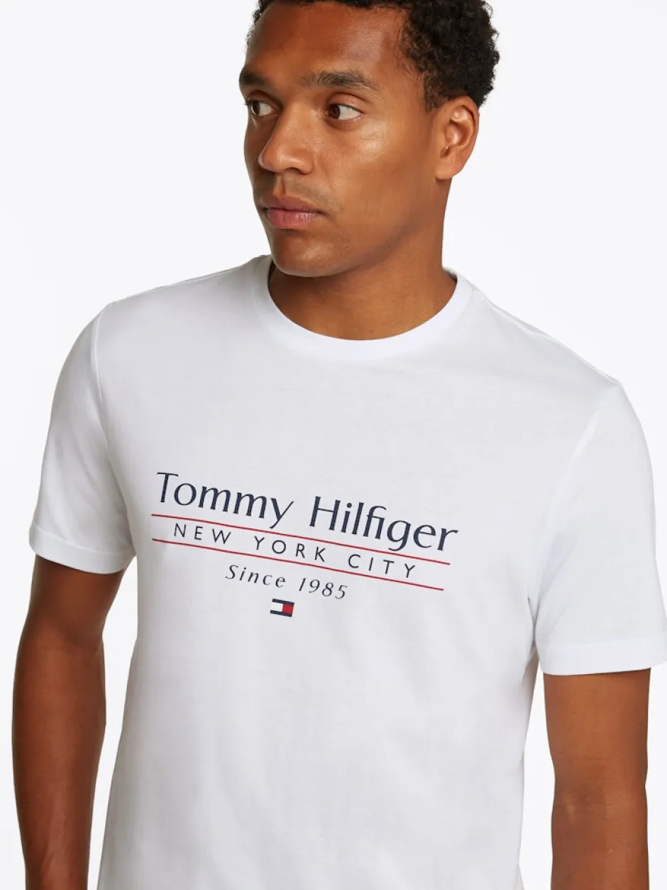 miesten t-paita, HILFIGER CENTER STACK LOGO TEE>Tommy Hilfiger Discount
