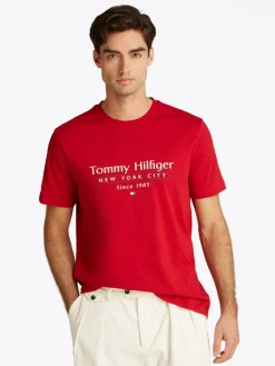 miesten t-paita, HILFIGER CENTER STACK LOGO TEE>Tommy Hilfiger New