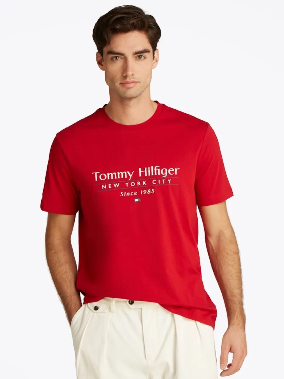 miesten t-paita, HILFIGER CENTER STACK LOGO TEE>Tommy Hilfiger New