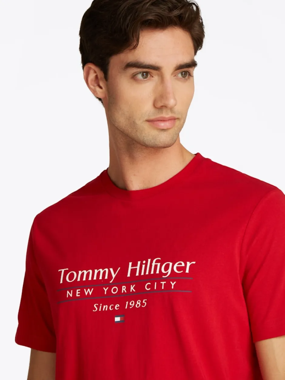 miesten t-paita, HILFIGER CENTER STACK LOGO TEE>Tommy Hilfiger New