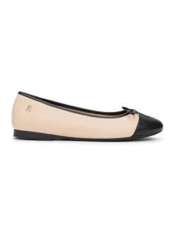 naisten balleriinat, TOE CAP LEATHER BALLERINA Beige Kuosi>Tommy Hilfiger Hot