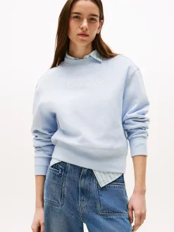 naisten college, SCRIPT REG PIQUE SWEATER>Tommy Hilfiger Clearance