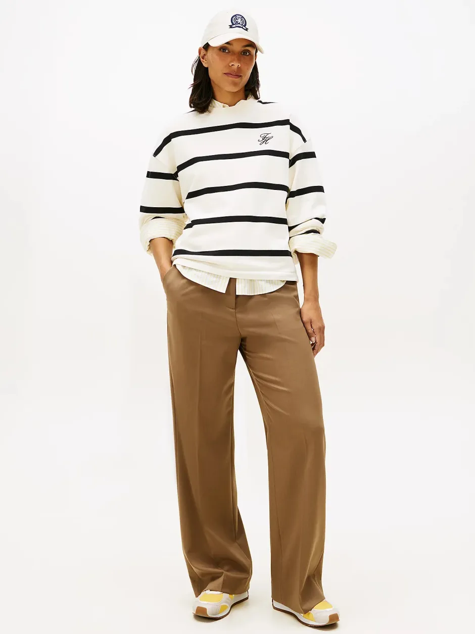 naisten collegepaita SCRIPT MDRN TERRY SWTSHRT, valkoinen raidallinen>Tommy Hilfiger