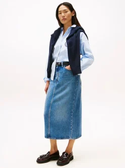 naisten hame, LANA MIDI HW SKIRT Indigo>Tommy Hilfiger