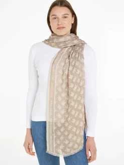 Naisten Huivi, TH CONTEMPORARY MONO SCARF Beige Kuosi>Tommy Hilfiger Sale