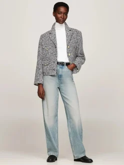 Naisten Jakku, BOUCLE WOOL MIX JACKET Harmaa Kuosi>Tommy Hilfiger Best