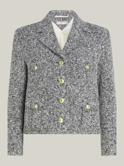 Naisten Jakku, BOUCLE WOOL MIX JACKET Harmaa Kuosi><noscript><img width=