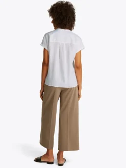 naisten lyhythihainen pellavapusero, ESS LINEN COLLARLESS SS BLOUSE>Tommy Hilfiger Hot