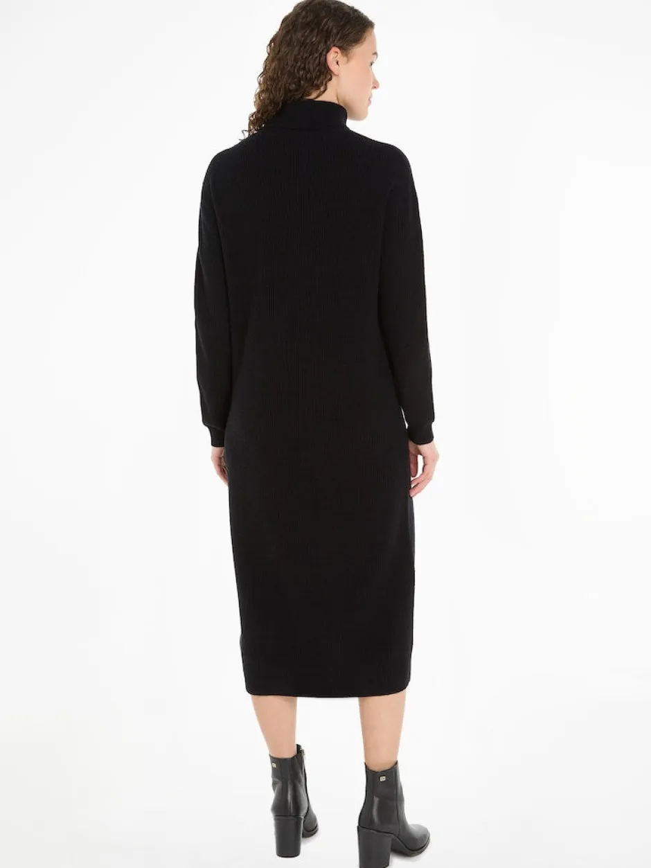 naisten mekko, MD WOOL CASH ROLL-NK MIDI DRESS>Tommy Hilfiger