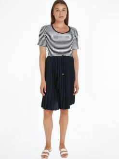 Naisten Mekko RIB CNK PLEATED KNEE DRESS>Tommy Hilfiger