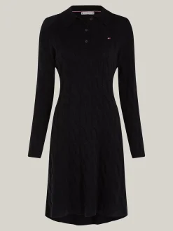 Naisten Neulemekko, SOFT WOOL CABLE POLO DRESS><noscript><img width=