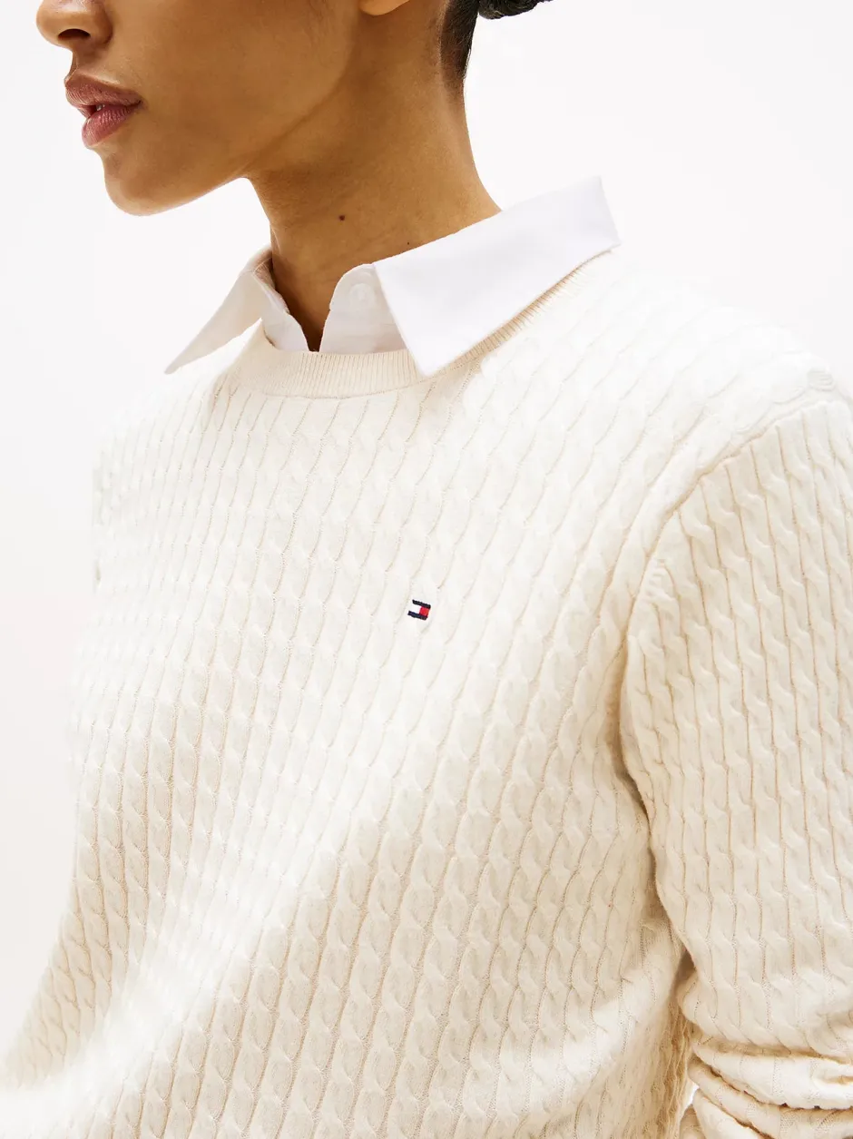 naisten neulepusero CO Cable C-NK LS Sweater,>Tommy Hilfiger Outlet