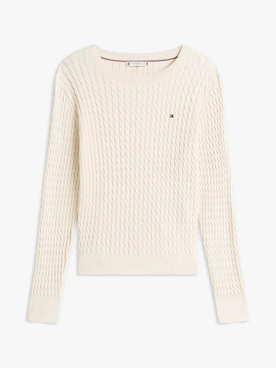 naisten neulepusero CO Cable C-NK LS Sweater,>Tommy Hilfiger Outlet