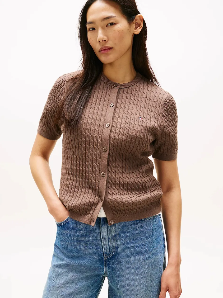 naisten neuletakki, CO CABLE FINE SS C-CARDIGAN>Tommy Hilfiger Hot