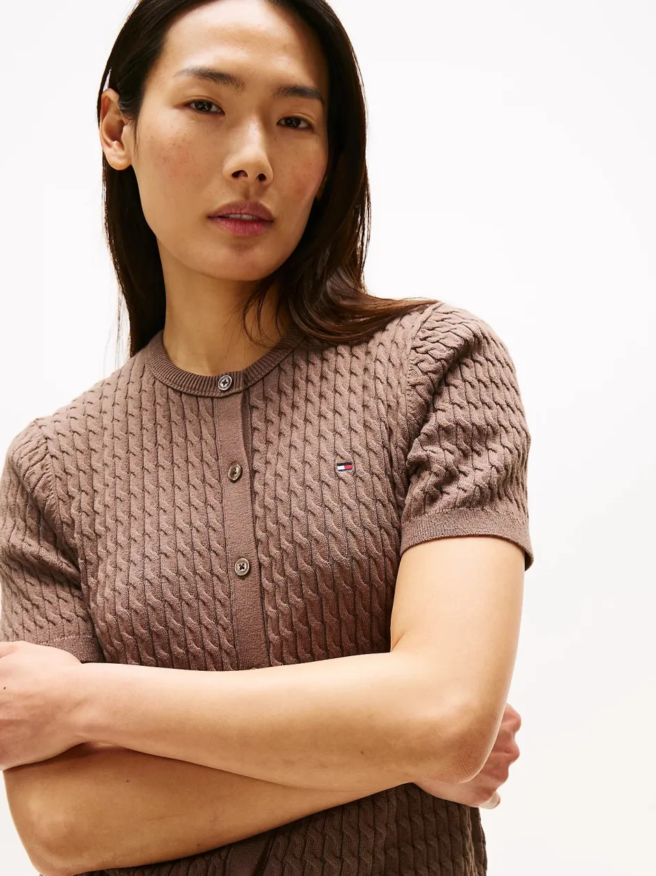 naisten neuletakki, CO CABLE FINE SS C-CARDIGAN>Tommy Hilfiger Hot